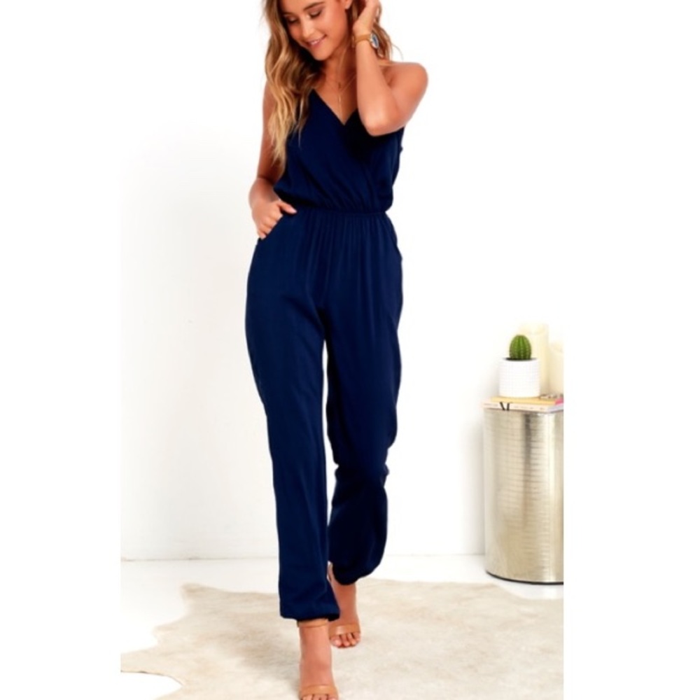 Lulu's Navy Blue Jumpsuit